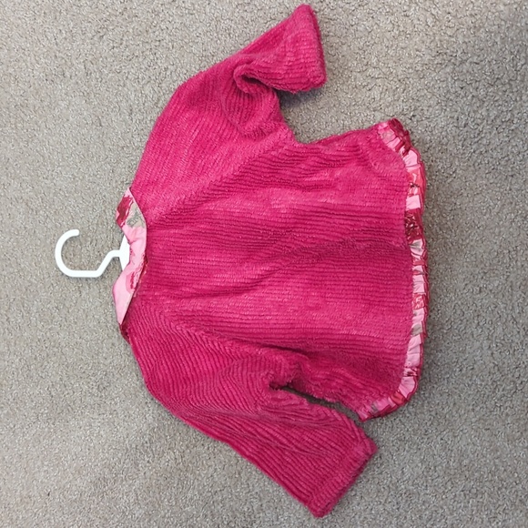 Baby Lulu bright pink button-down jacket soft warm cloth w/ flower accents Sz12M - Picture 10 of 10